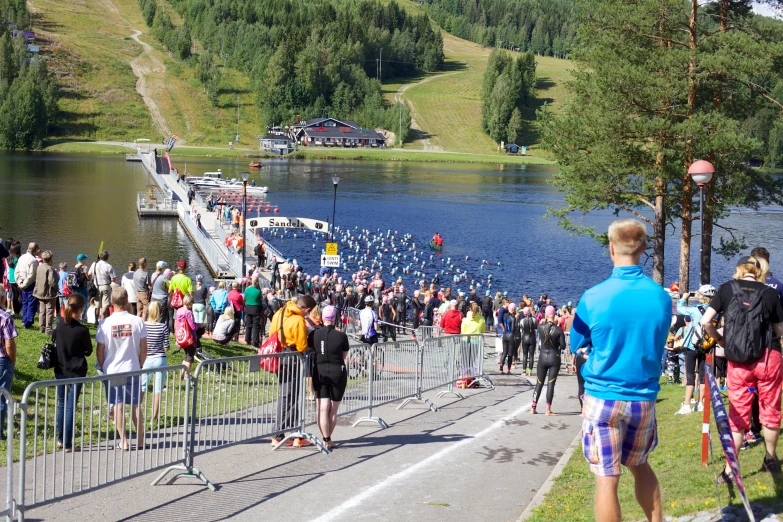 several people walking around at a run