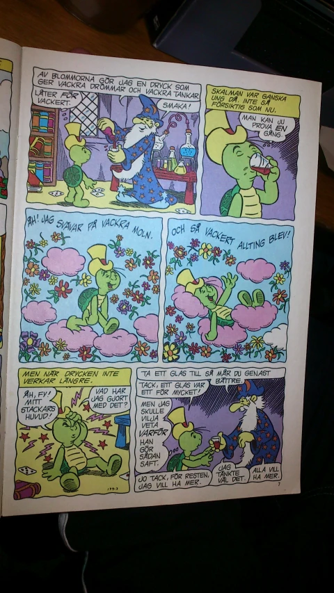 comic strip showing frog in the middle of page