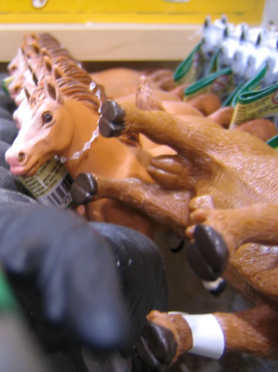 toys in the shape of horses being held by adults