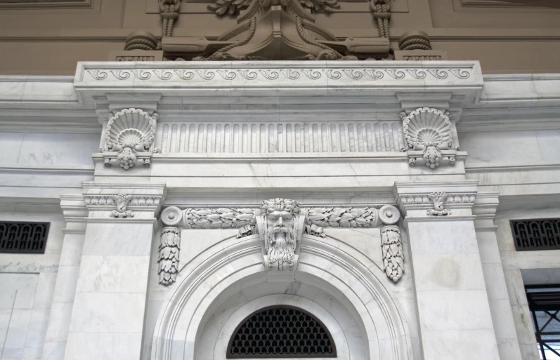 the door is open on the facade of a building