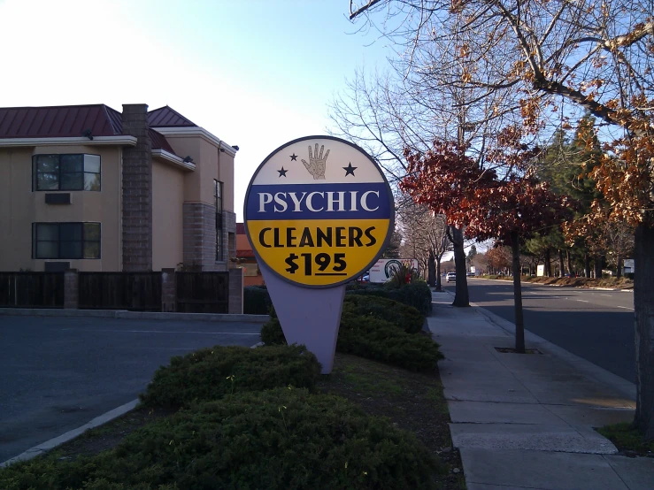 a sign that says psychic cleaner on it