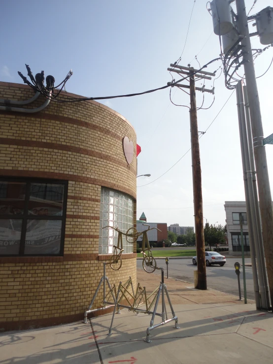 this is a bike repair shop that is made out of bricks