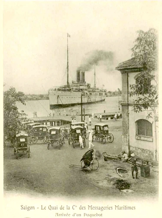 a po with an old steam ship in the background