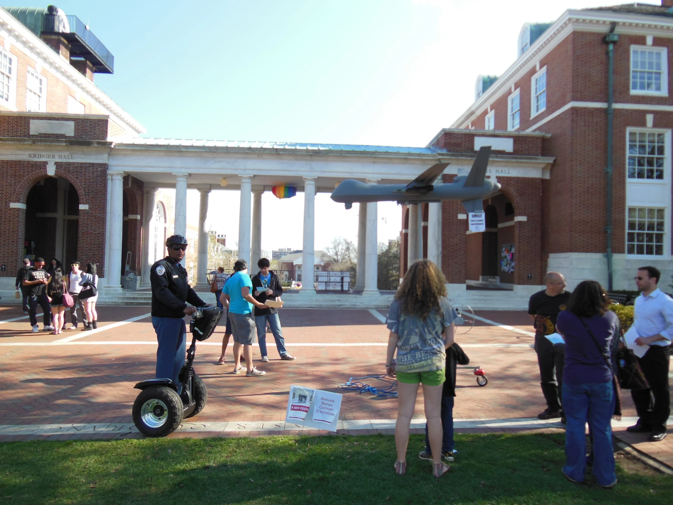 a group of people gathered in front of a building