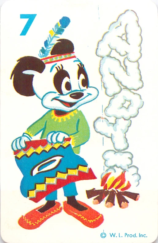 a mickey mouse playing cards with smoke coming out of it