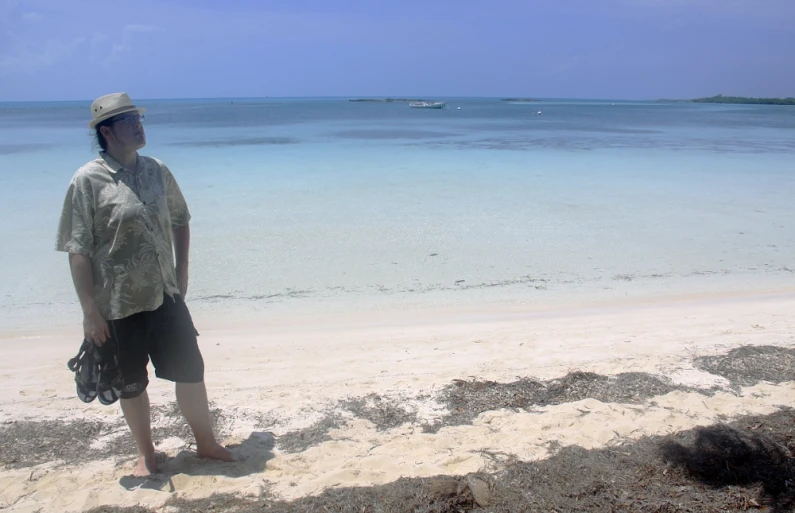 a man standing on the beach next to the water