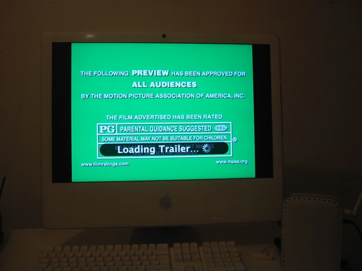 the green screen of the computer shows information about privacy