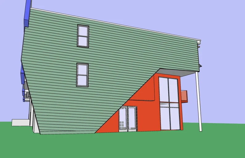 a drawing of a house that is made with some different colors