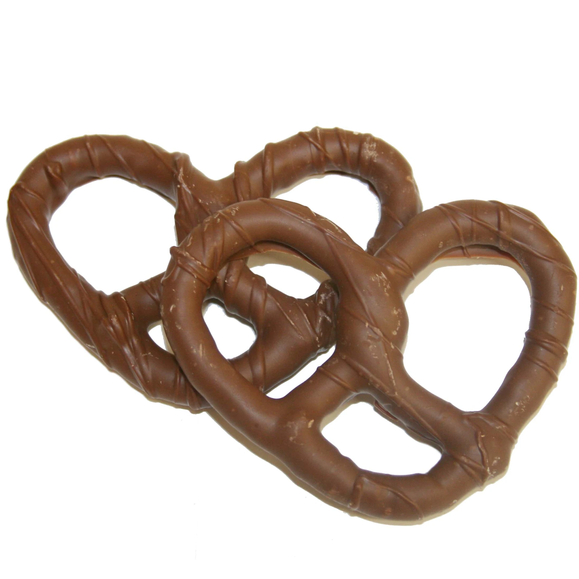 chocolate candy double heart pretzels in the shape of two intertwined hearts