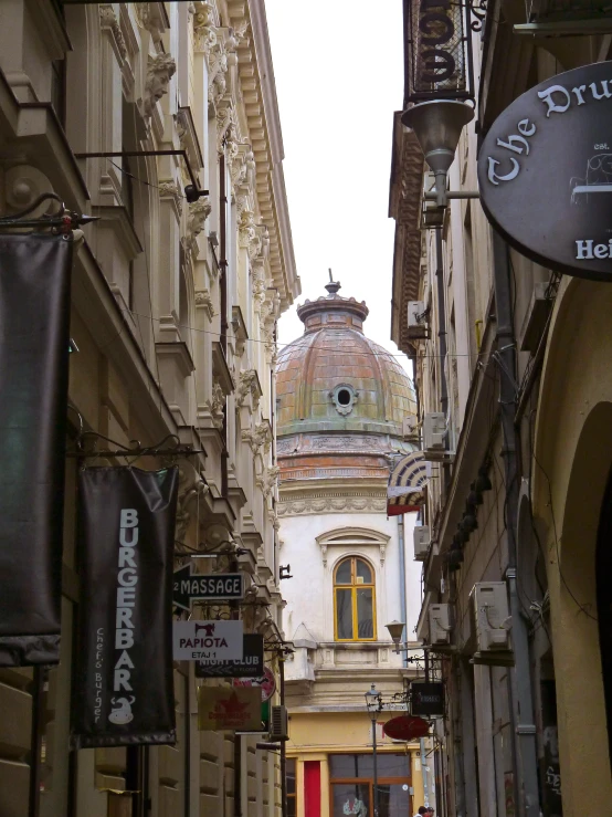 a narrow city street in a small european city