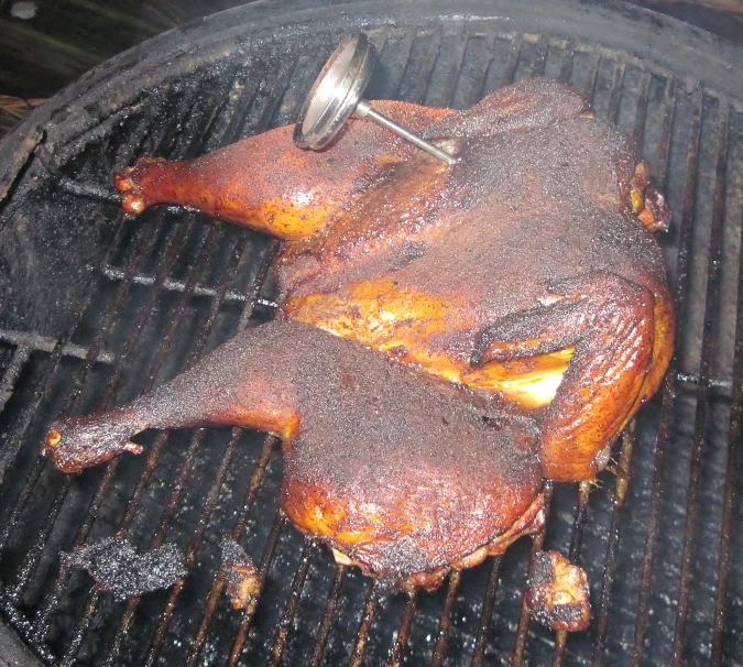 the food is being cooked on the grill