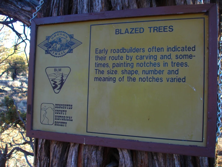 a sign describing a variety of types of trees