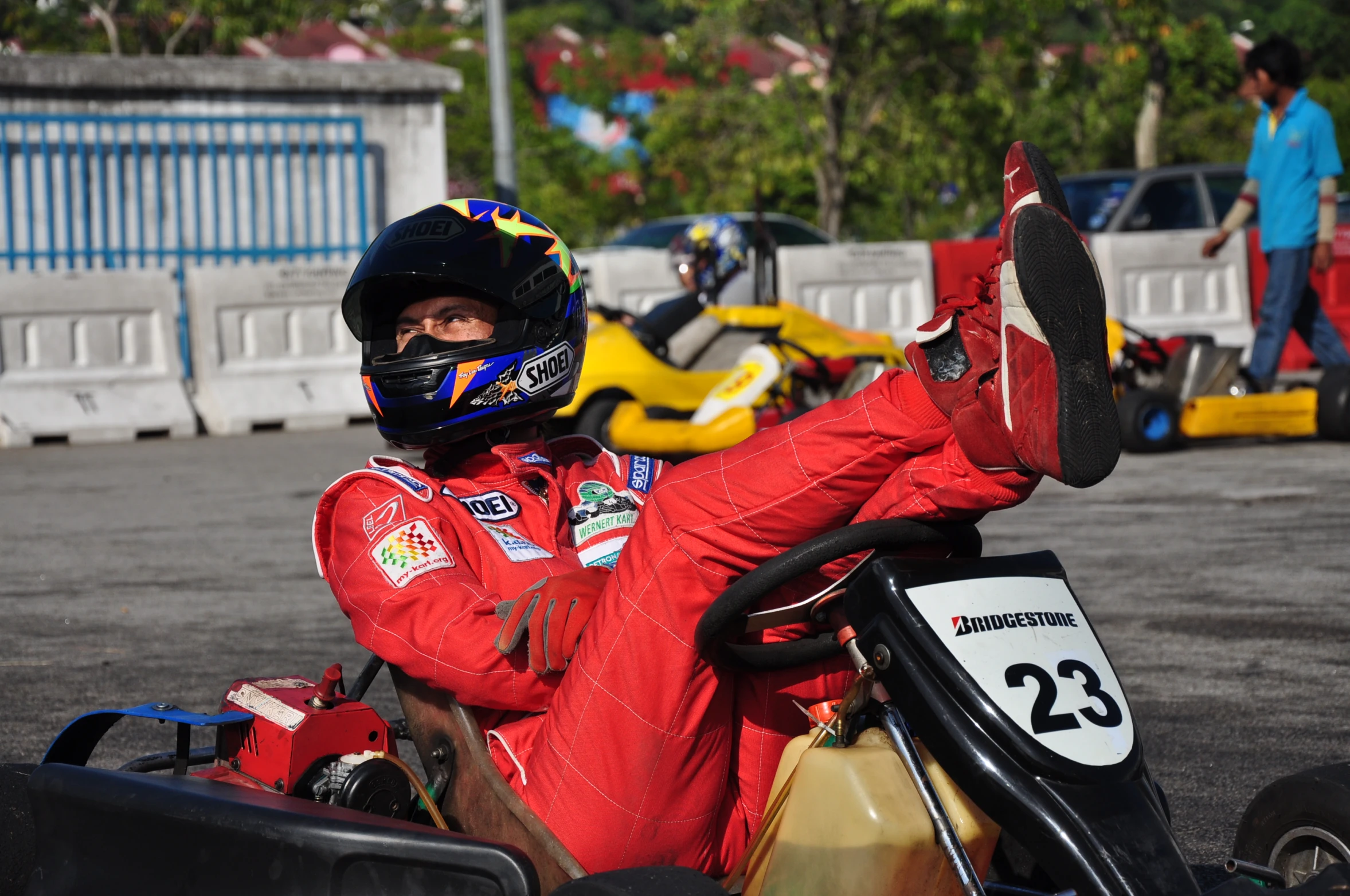 a man in a go - cart at an event