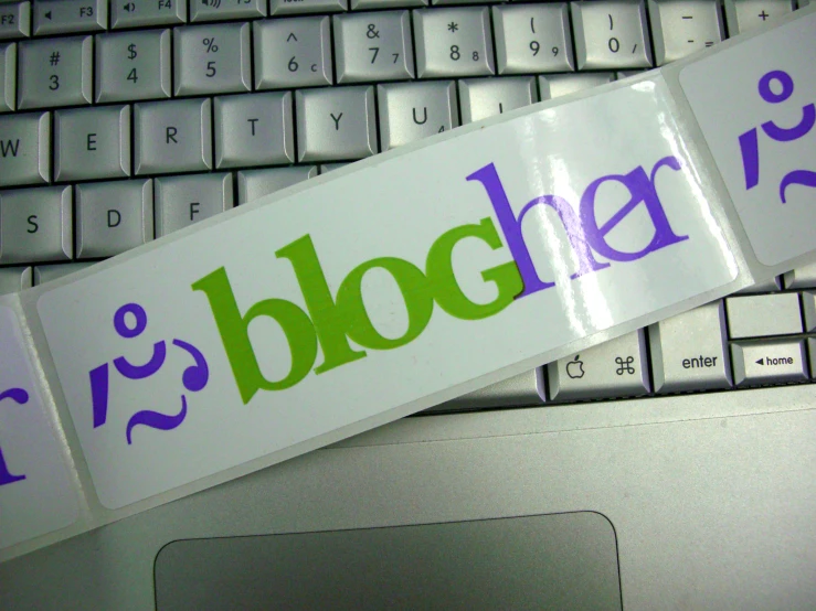 stickers that say blog with a blue and purple font