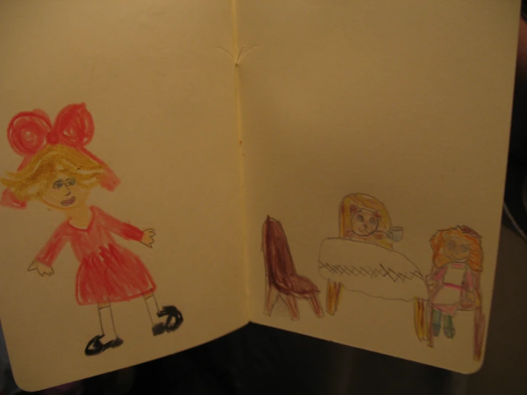 a drawing is shown with two drawings of children