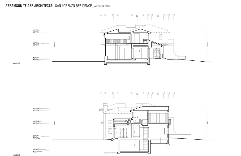 two plans for a house and an architectural drawing