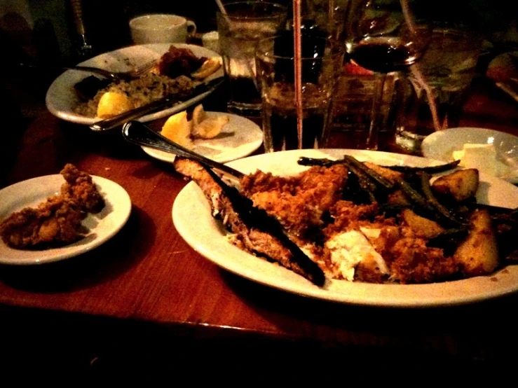 a plate with food is displayed on a table