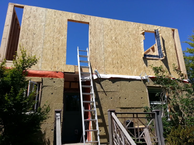 the front view of a house being built