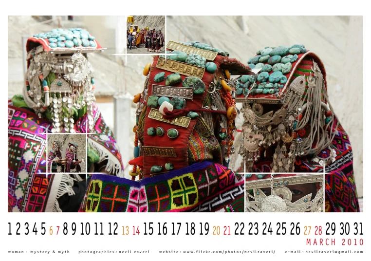 a large colorfully decorated camel with ornaments in its coat