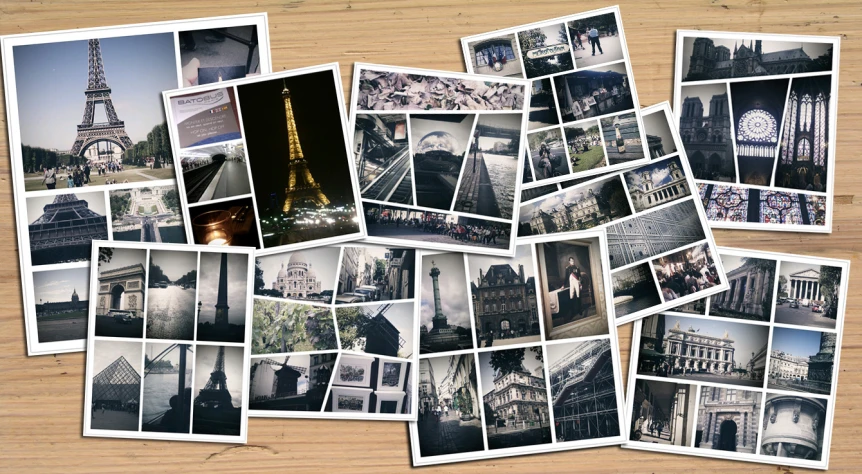 there are many old black and white pographs with an eiffel tower
