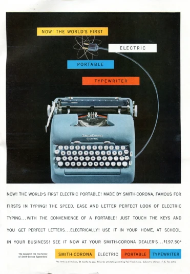 an old - fashioned typewriter ad from the 1970's