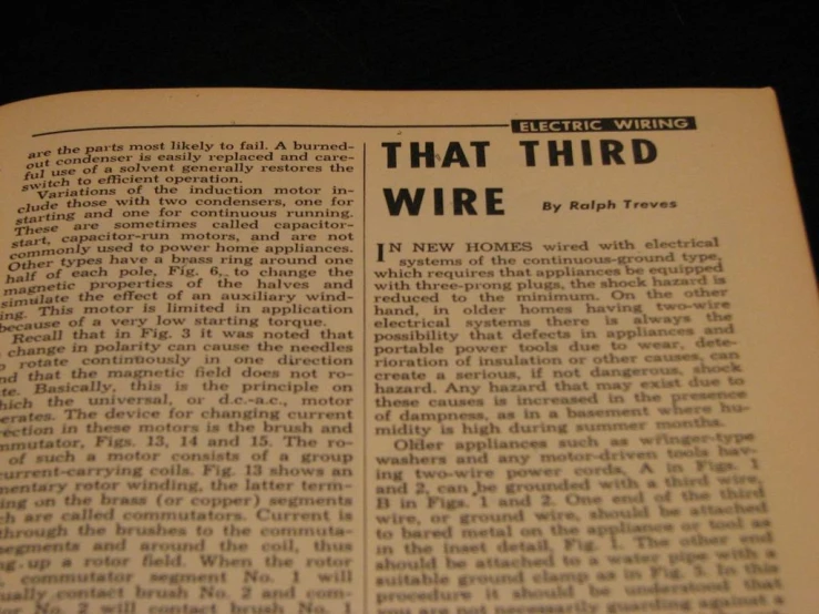 an old electric wire ad in a book