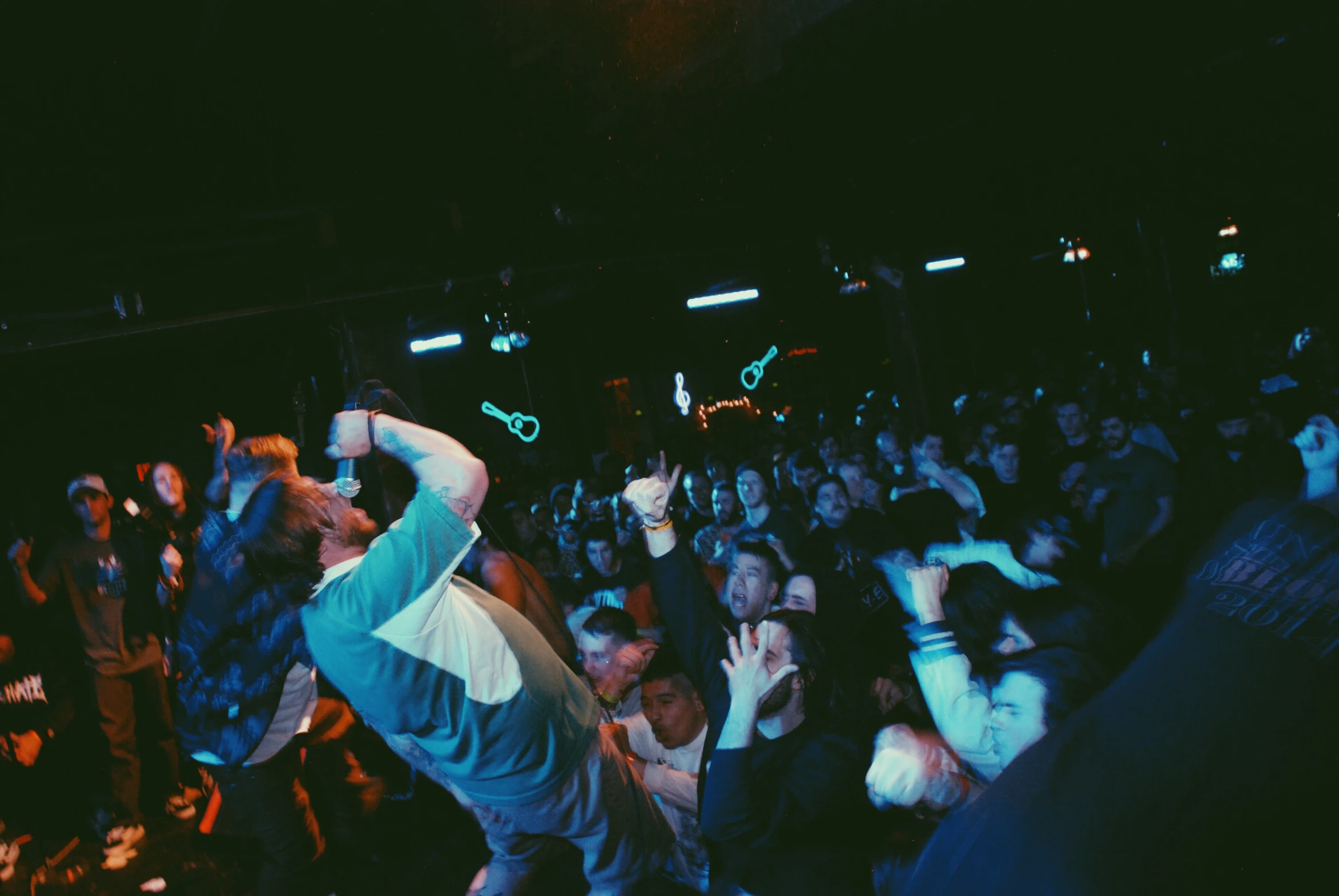 group of people having fun in front of a crowd