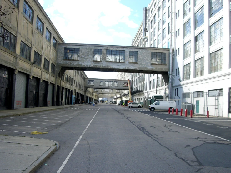 two lanes of street with no cars or trucks going underneath