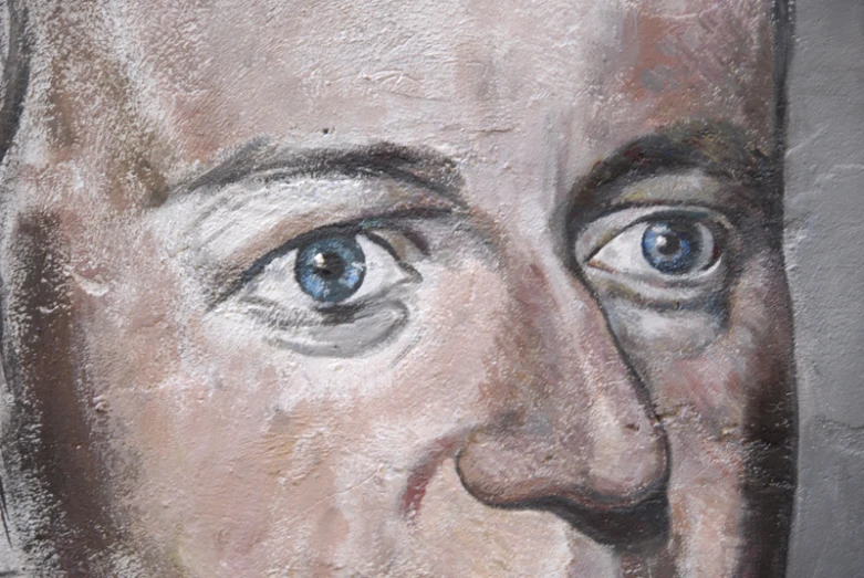 a drawing of a man has blue eyes