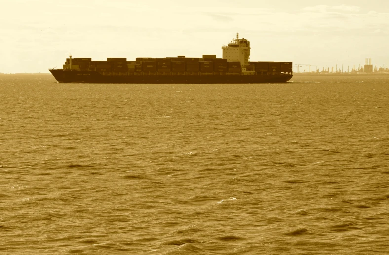 a large ship floating on top of the ocean