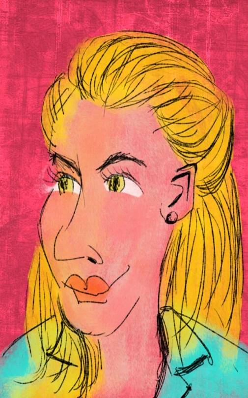 a drawing of a woman with blond hair