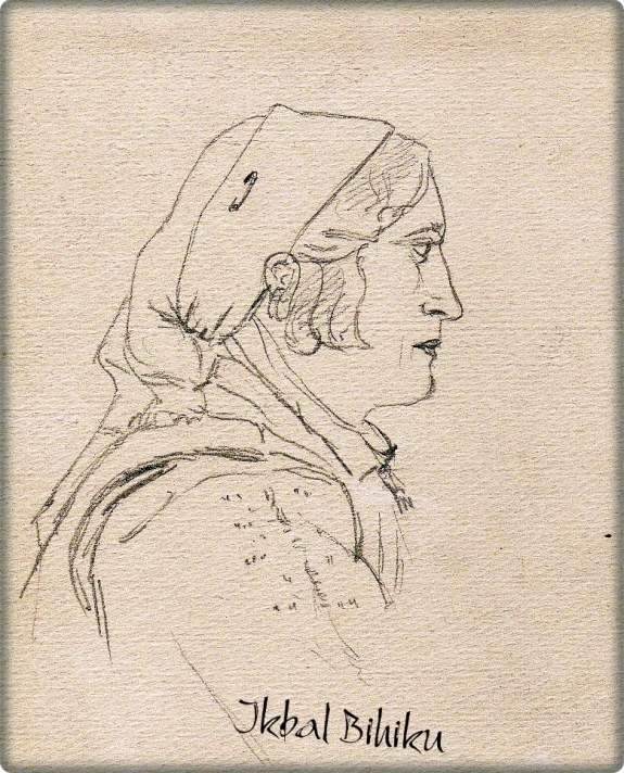 a drawing of a man in profile wearing a hat