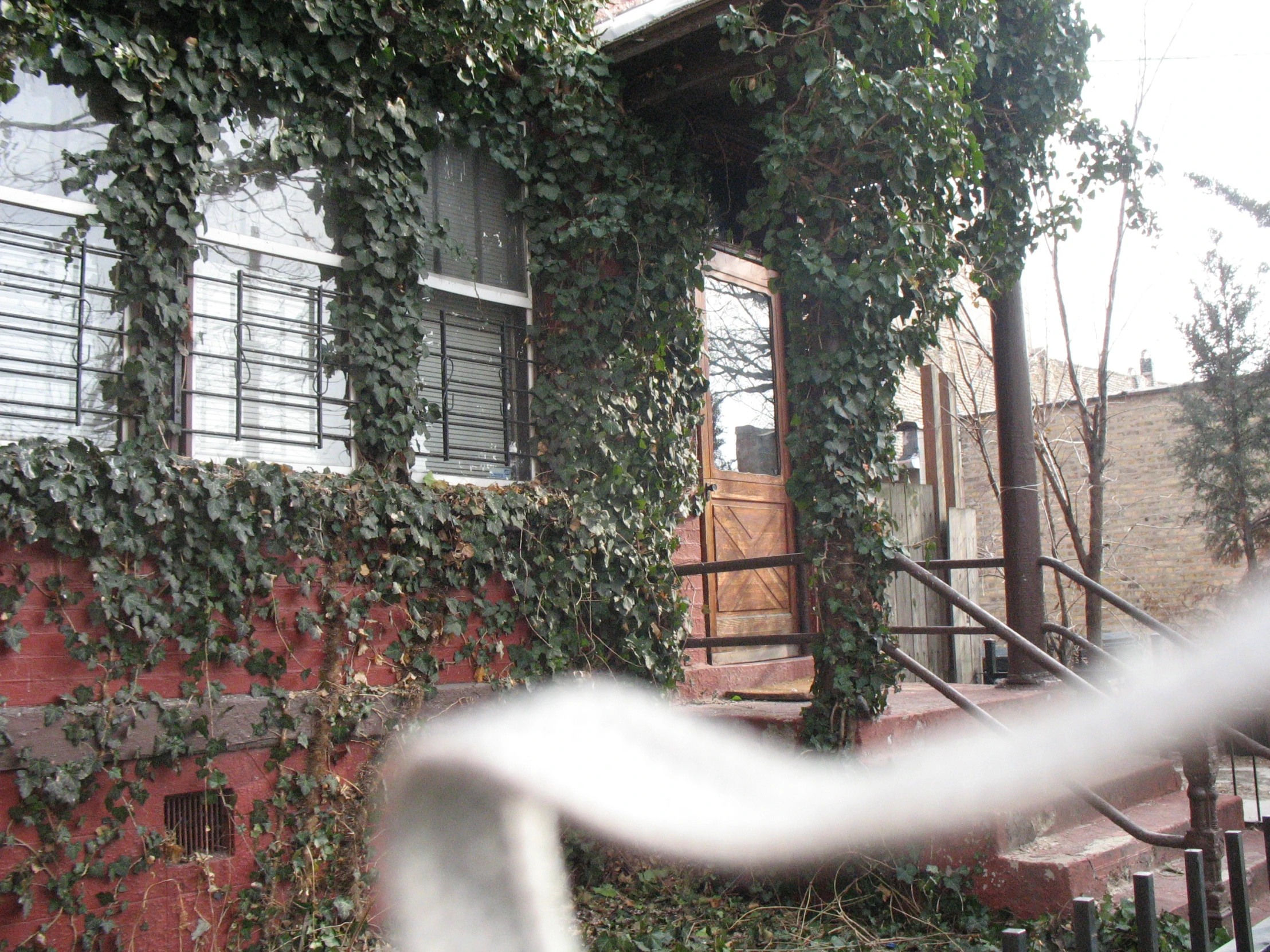 an old building with a very bunch of vines growing on it