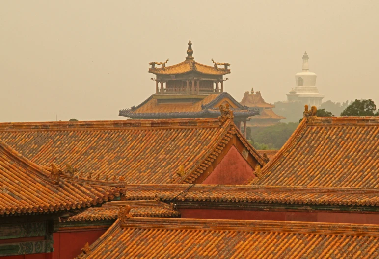 many red buildings are lined with small chimneys