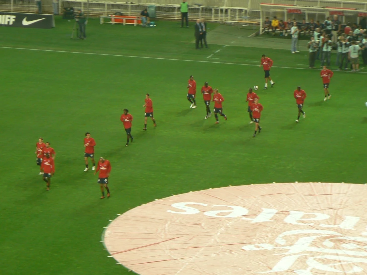 a team of soccer players during a game