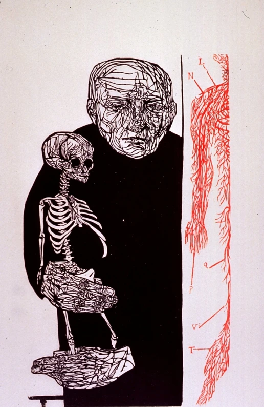 a drawing by an artist who is also a skeleton