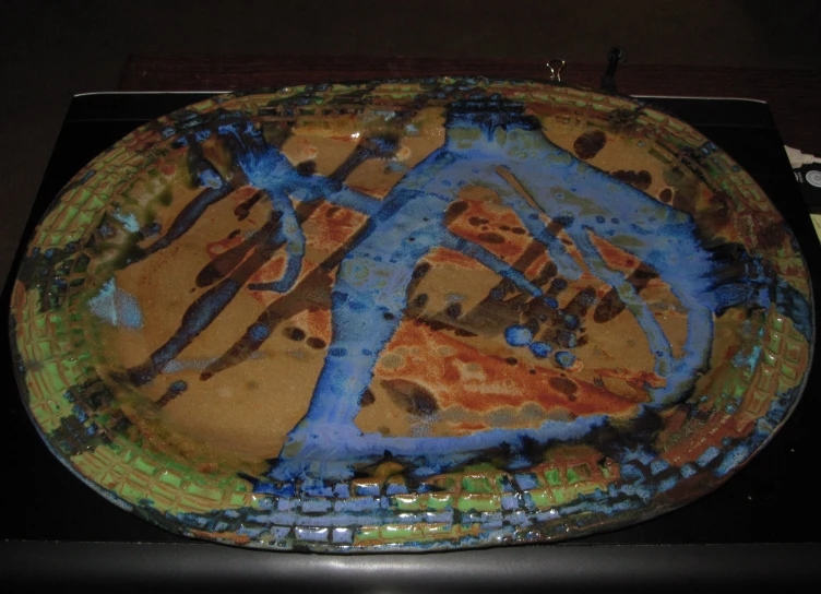 a colorful plate made up with some type of earth