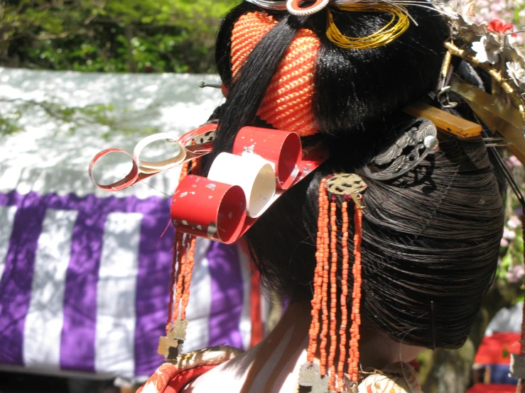 a mask is adorned with a variety of accessories