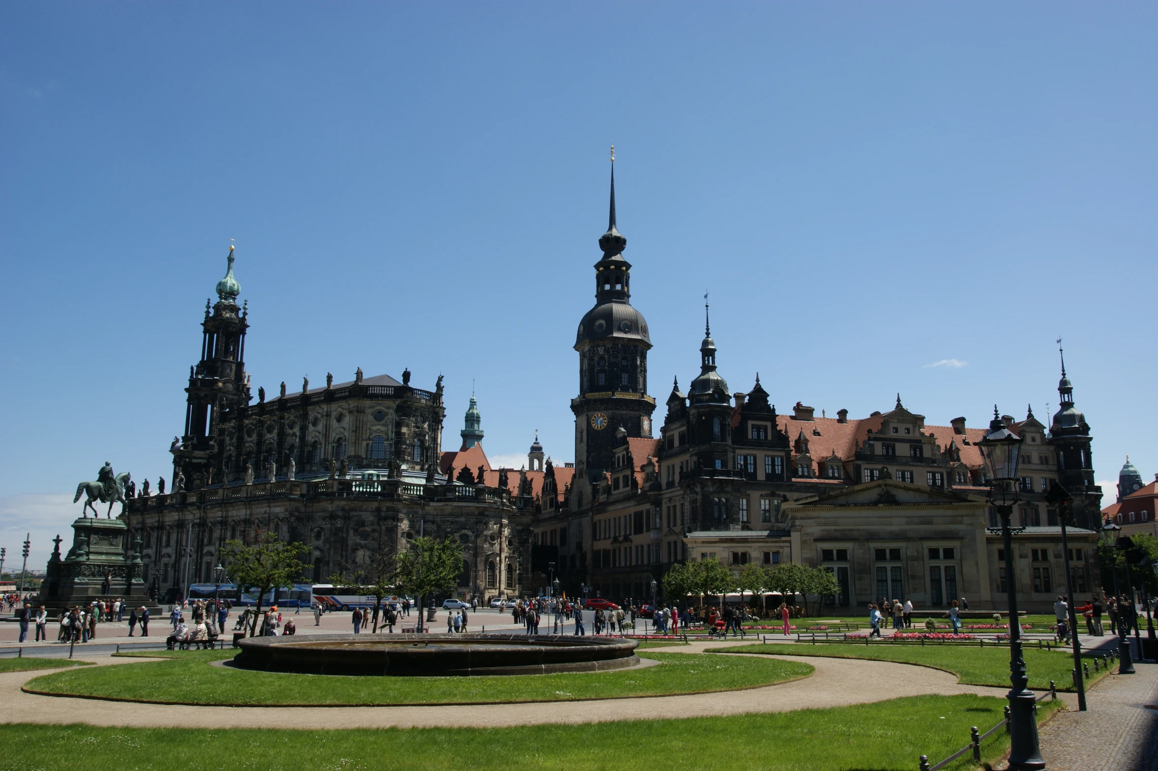 a view of a large building with a clock on top