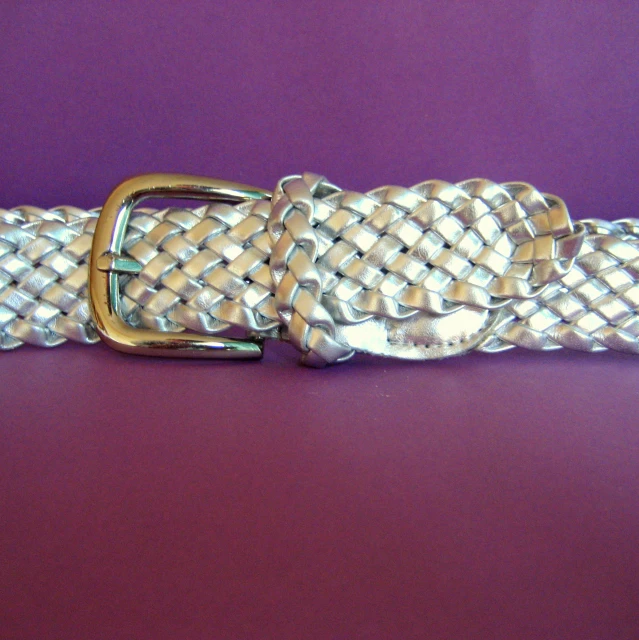 a belt with white webb and ss buckle