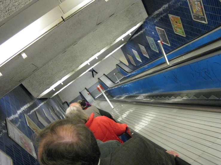 the escalator is empty and people are on it