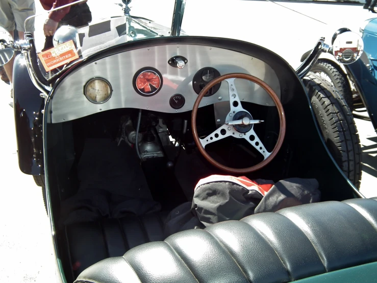 there is an older model of car and steering wheel