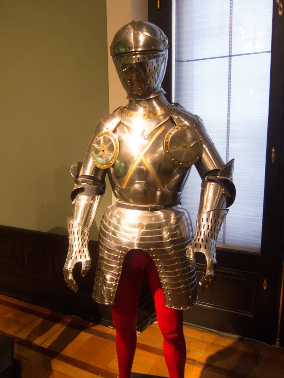 a person wearing a costume made of metal