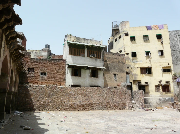 a building that is being built next to another building