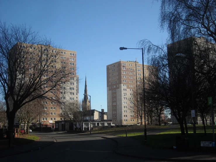 a po taken from the road looking into a large city area