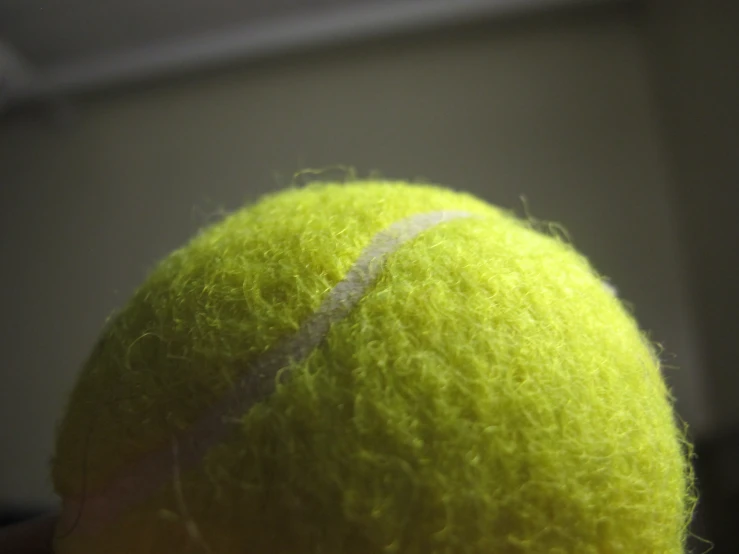 a closeup of a tennis ball being held by a person