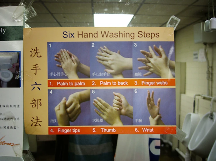 a man holds his hands in instructions for washing