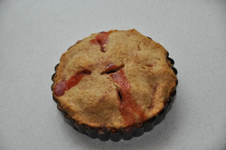 a baked pastry sitting on top of a table