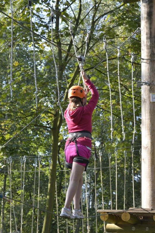 a person on a rope course in the park