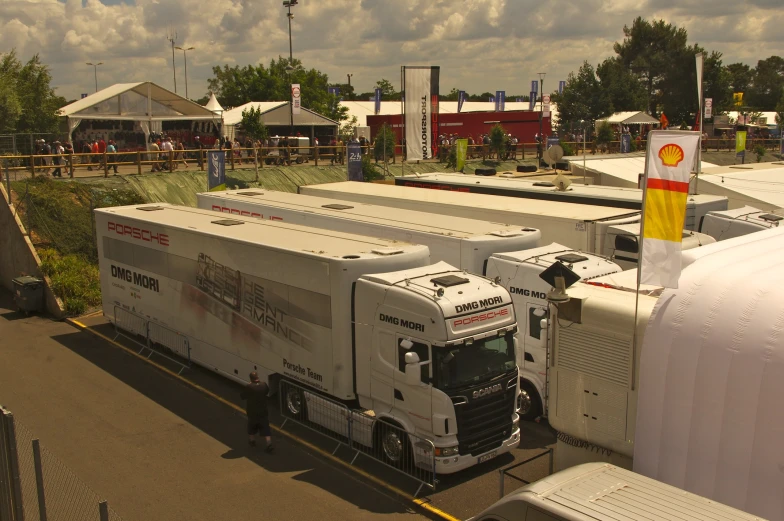 several trailers parked beside each other on a lot